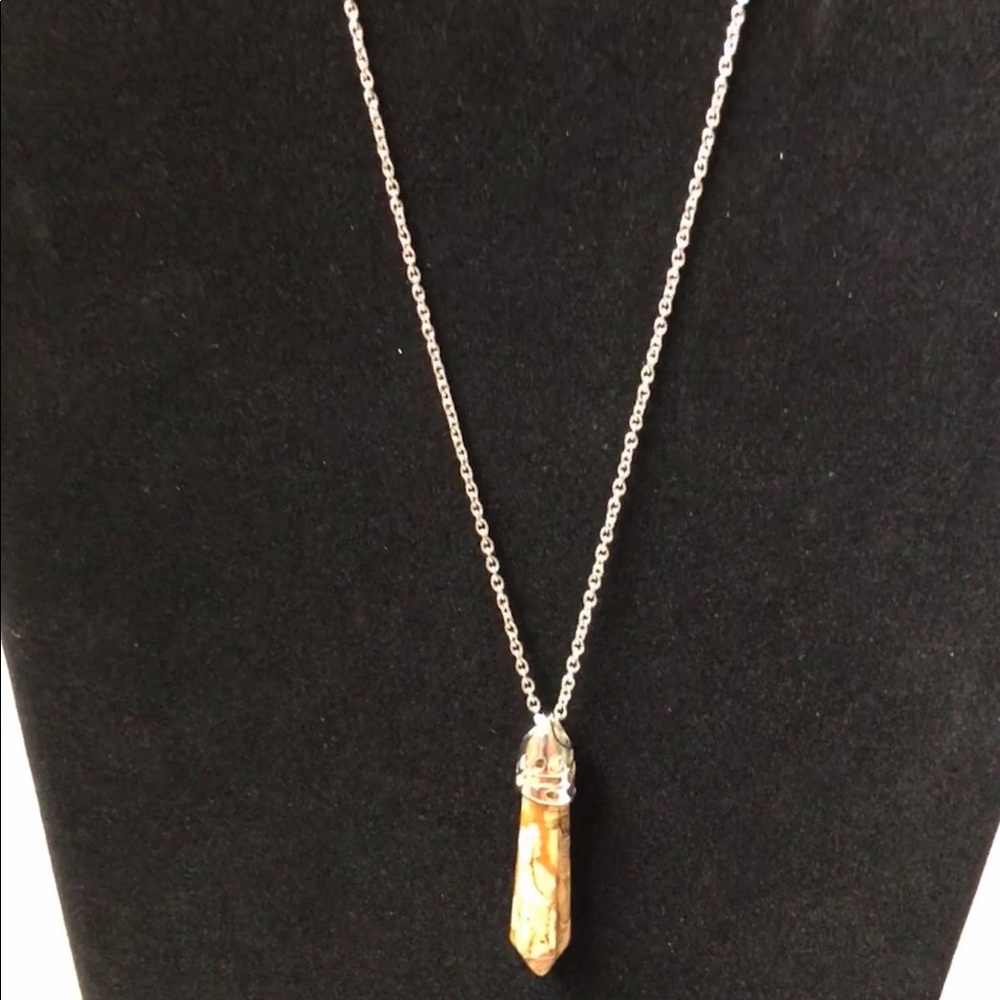 NEW picture jasper pendant on necklace